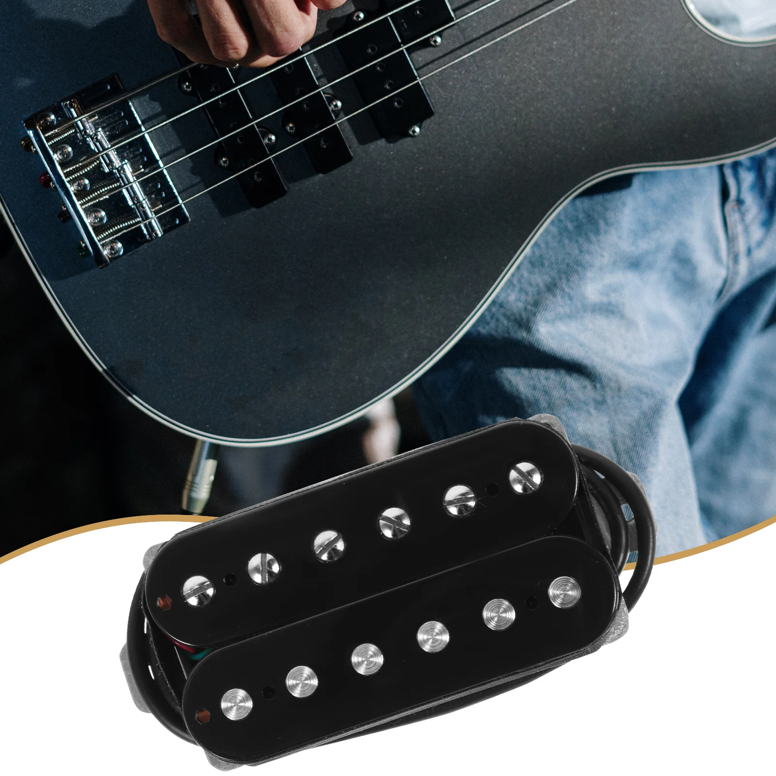 

Double Coil Pickup Set for Electric Guitar Black Ponticello High Output Neck Bridge Replacement Guitar Accessories