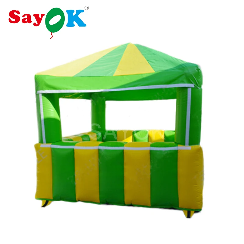 SAYOK 3x3m Inflatable Orange Juice Kiosk Inflatable Food Concession Booth Portable Ticket Booth for Commercial Carnival Party