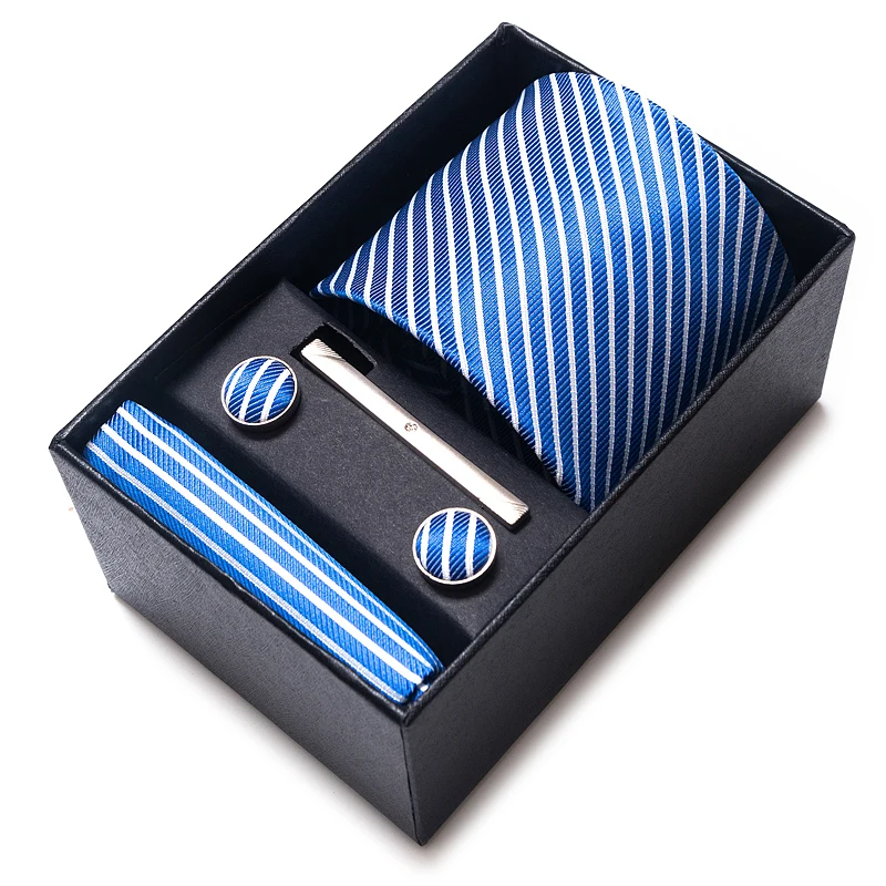 

Brand Mix Colors 2022 New Style Wedding Gift Tie Pocket Squares Set Necktie Box Men Black Suit Accessories Fit Business