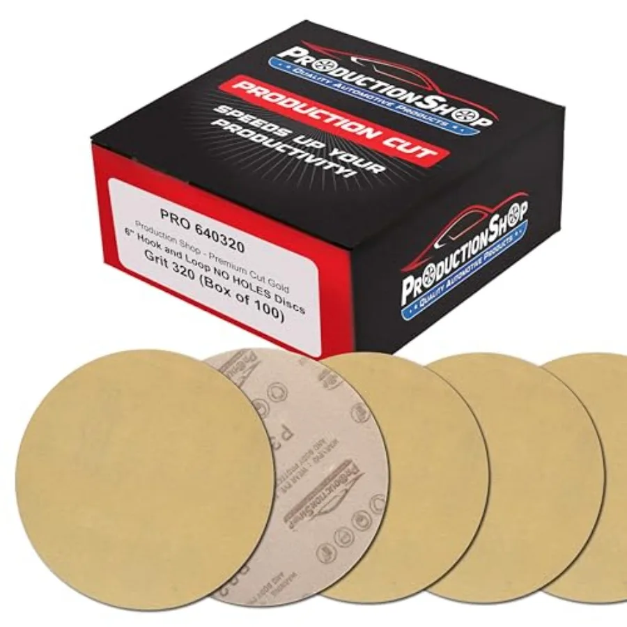 

Premium 6" Gold Sanding Discs Box of - Hook and Loop Backing Abrasive Sandpaper for DA and Random Orbital Sanders - Sand Automo