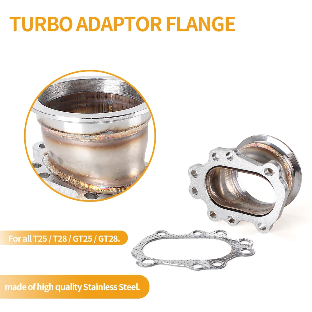 RASTP-Turbo Adaptor Flange For T25 T28 Gt25 Gt28 8 Bolt 3inch 76mm V Band Turbo Outlet Downpipe Flange RS-BOV086