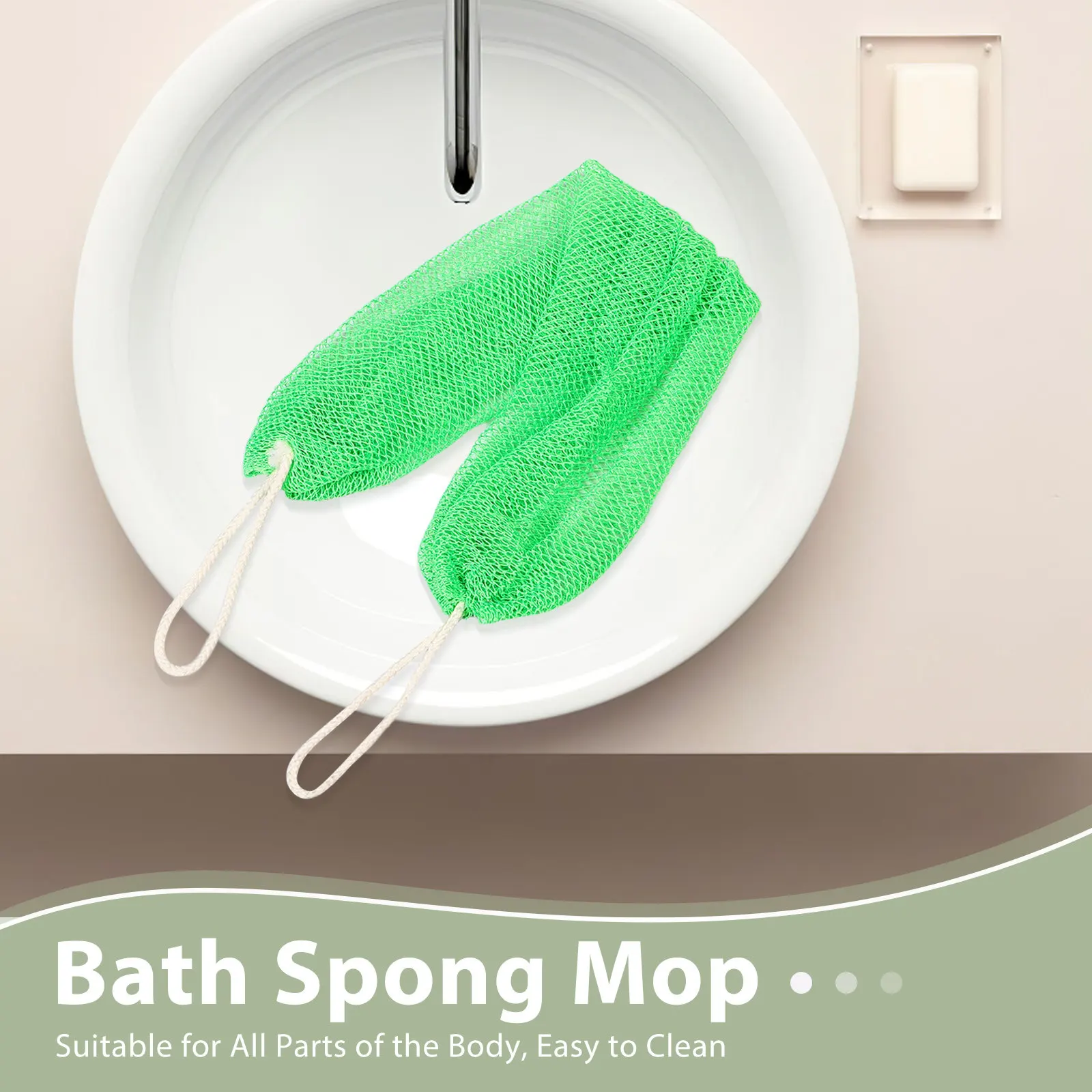 2Pcs Exfoliating Bath Scrubber Dead Skin Remover Long Body Scrubber African Net Sponge Shower Back Cleanser African Net Sponge view 5