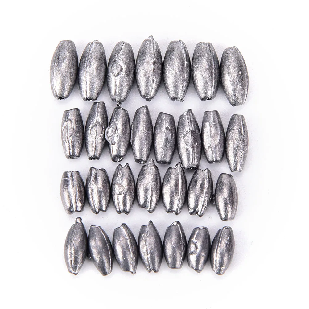 100Pcs Olive Shape Lead Sinkers Pure Lead Making Fishing Sinker Featured Hole In The Center For Fishing Line To Thread Through