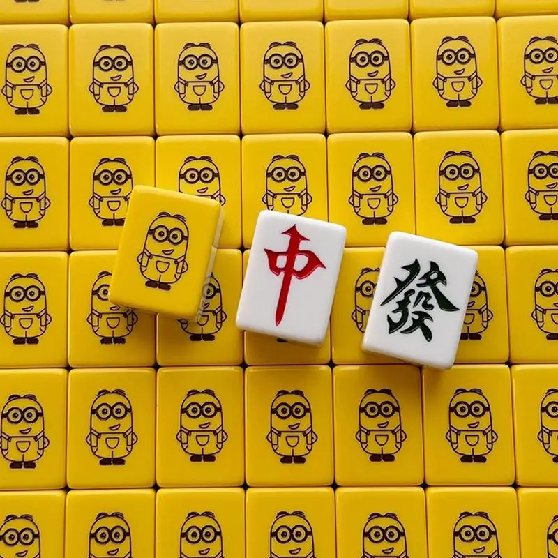 Despicable Me Minions Cartoon Cute Hand Rubbing Mahjong Creative Kawaii Family Party Entertainment Toy 40 42 Mahjong Set Gift