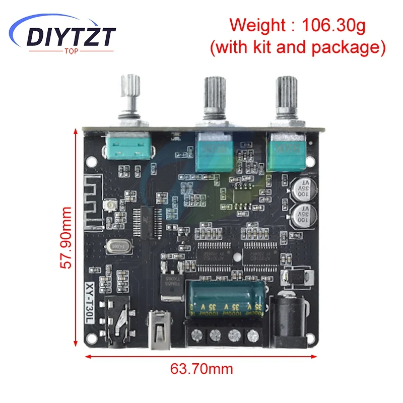 HIFI DIY Audio T30L Bluetooth Digital Amplifier Papan Modul 2.0 Stereo Dual Channel 30W * 2 dengan Penyesuaian Bass Tinggi dan Rendah