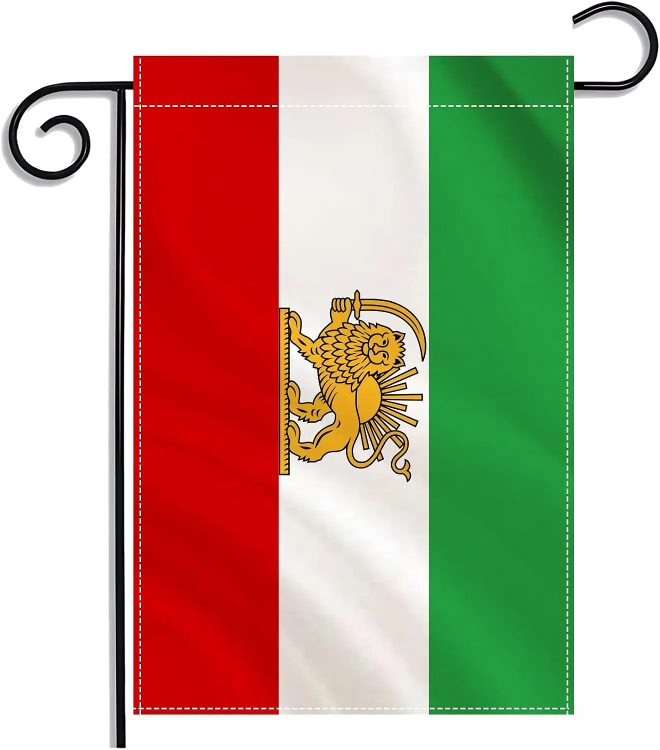 Iran Flag Double Sided, Old Historic Iran Iranian with Lion Sun and Crown Garden Flag, Yard Home Decoration Indoor Outdoor F zzo