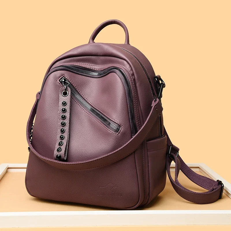 Ladies Soft Leather Bag Ladies Casual Ladies Backpack School Teen Girl High Quality School Bag Travel Bag
