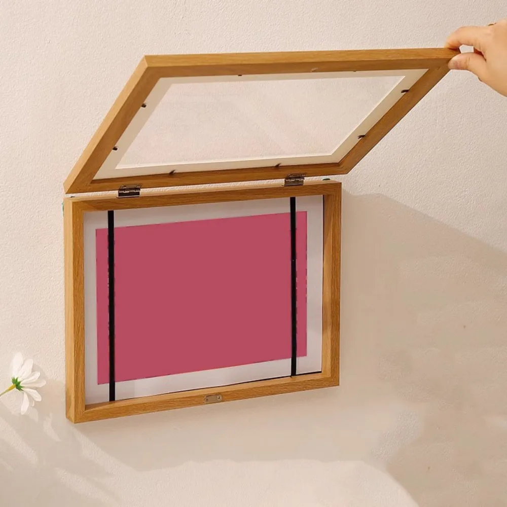 A4/A3 Magnetic Flip Photo Frame Front Opening Elastic Straps A4 Photo Frame Changeable Work Display Frame Wall Decoration
