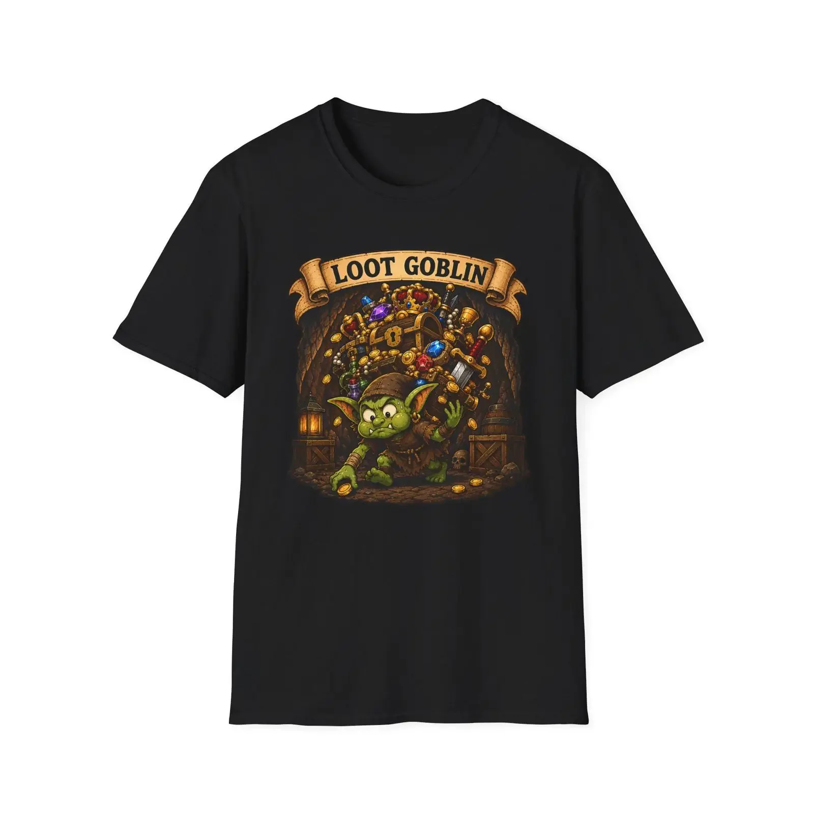 Loot Goblin T Shirt Funny DnD RPG Gamer Fantasy Collector  vintage Washed Casual Versatile Stylish Top For Everyday Wear