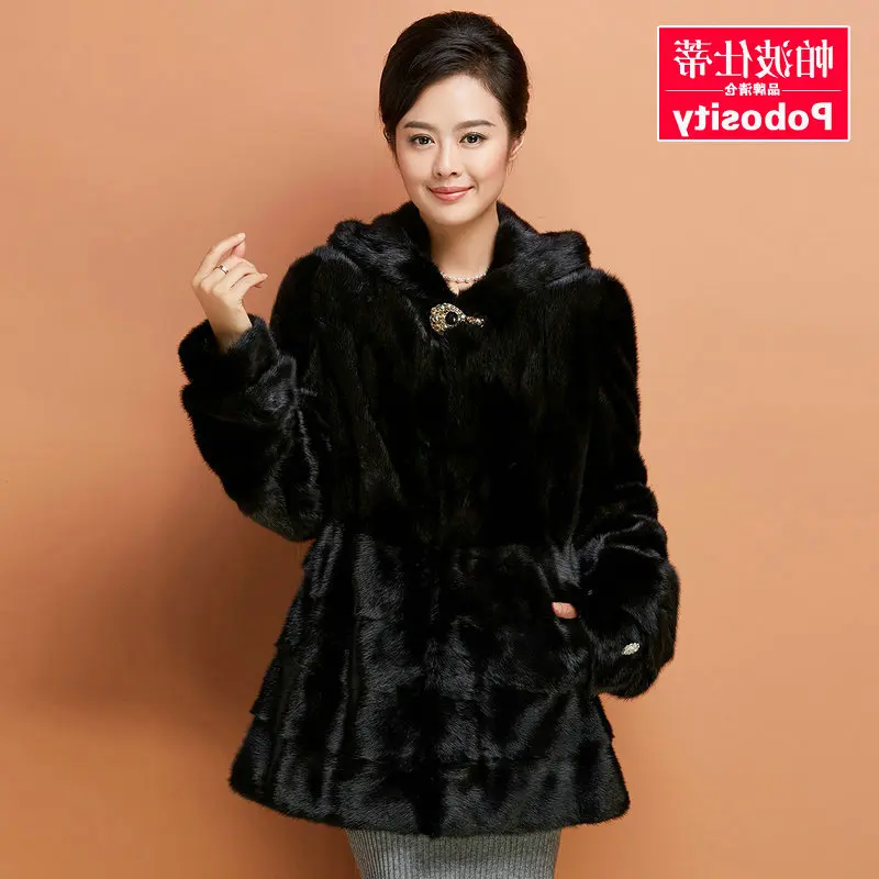 

women winter clothing mink 2023 fur long outerwear coats full pelt hooded whole mink fur coat D10