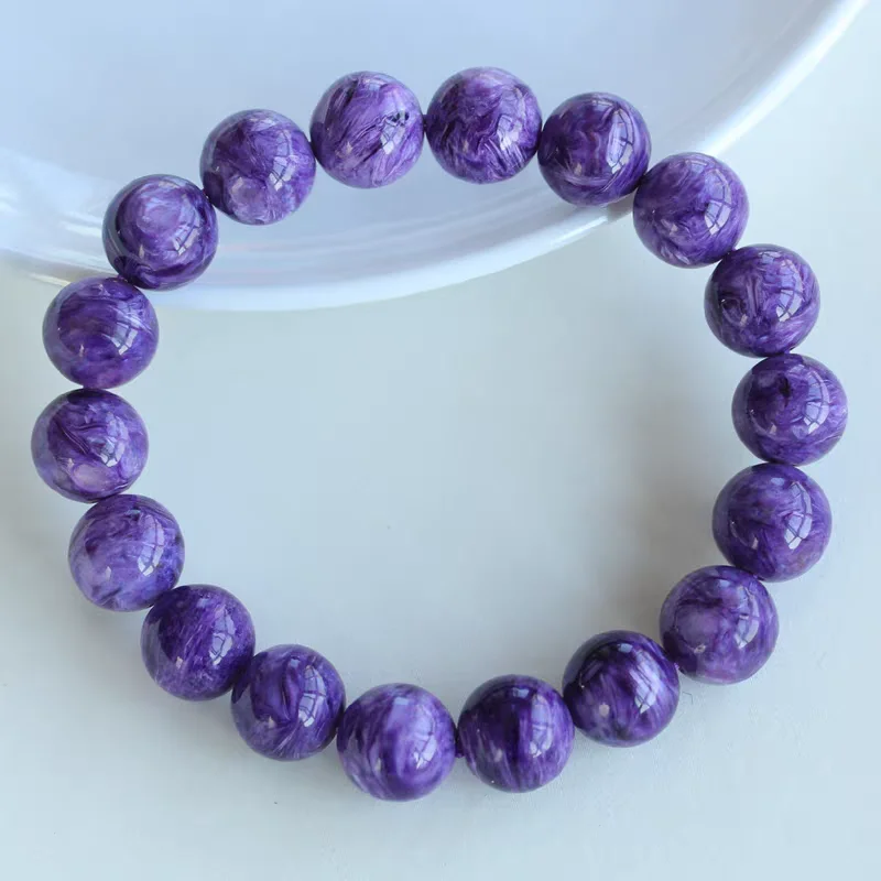 الطبيعية الأرجواني الشارويت الخرز روسيا الخرز سوار مجوهرات النساء الرجال من حجر الشارويت 8mm 9 مللي متر 10 مللي متر 11 مللي متر 12 مللي متر AAAAA