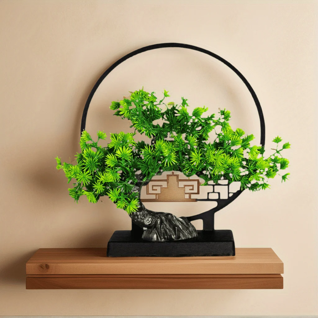 1pc Artificial Thuja Bonsai Pine Tree Realistic Fake Greenery for Indoor Outdoor Decor Mini Potted Plant Home Office