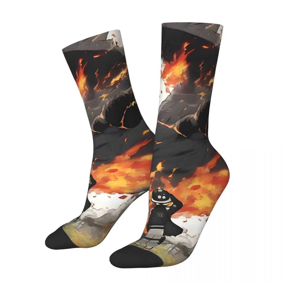 Vintage Fire Force Men's compression Socks Unisex Harajuku Pattern Printed Novelty Crew Sock