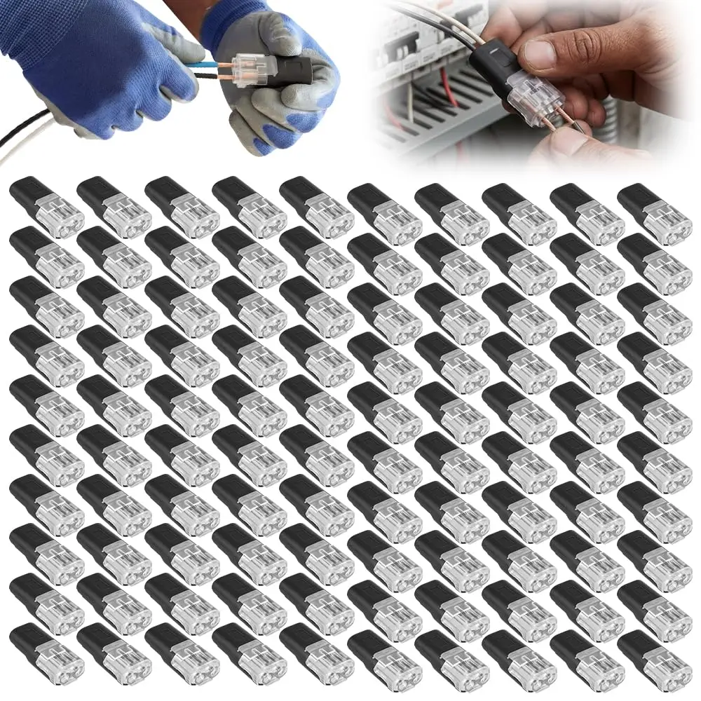 100pcs Double-Wire Plug-in Connector Led Light Strip Connectors 2 Pin Connectors Low Voltage Wire Connector with Locking Buckle