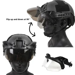 Tactical Helmet Flip Goggles Adjustable FAST Helmet Windproof Anti Airsoft Paintball Fog CS Games Hunting Protection Goggles
