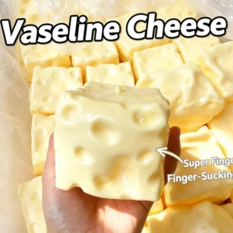 Cheese Cube Squishy Flour & Vaseline Filled Squeeze Ball Soft Handmade Stress Relief Fidget For Desk Decor & Anxiety Relief