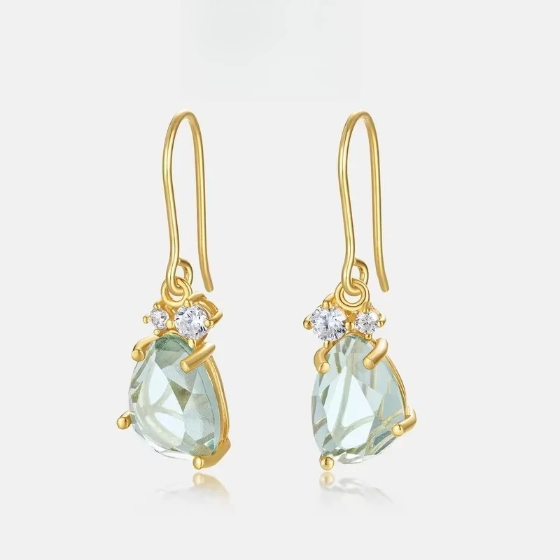 

Light Luxury and Atmospheric Candy Ear Hook S925 Silver Plated 18K Gold PT950 Platinum Synthetic Crystal Earrings