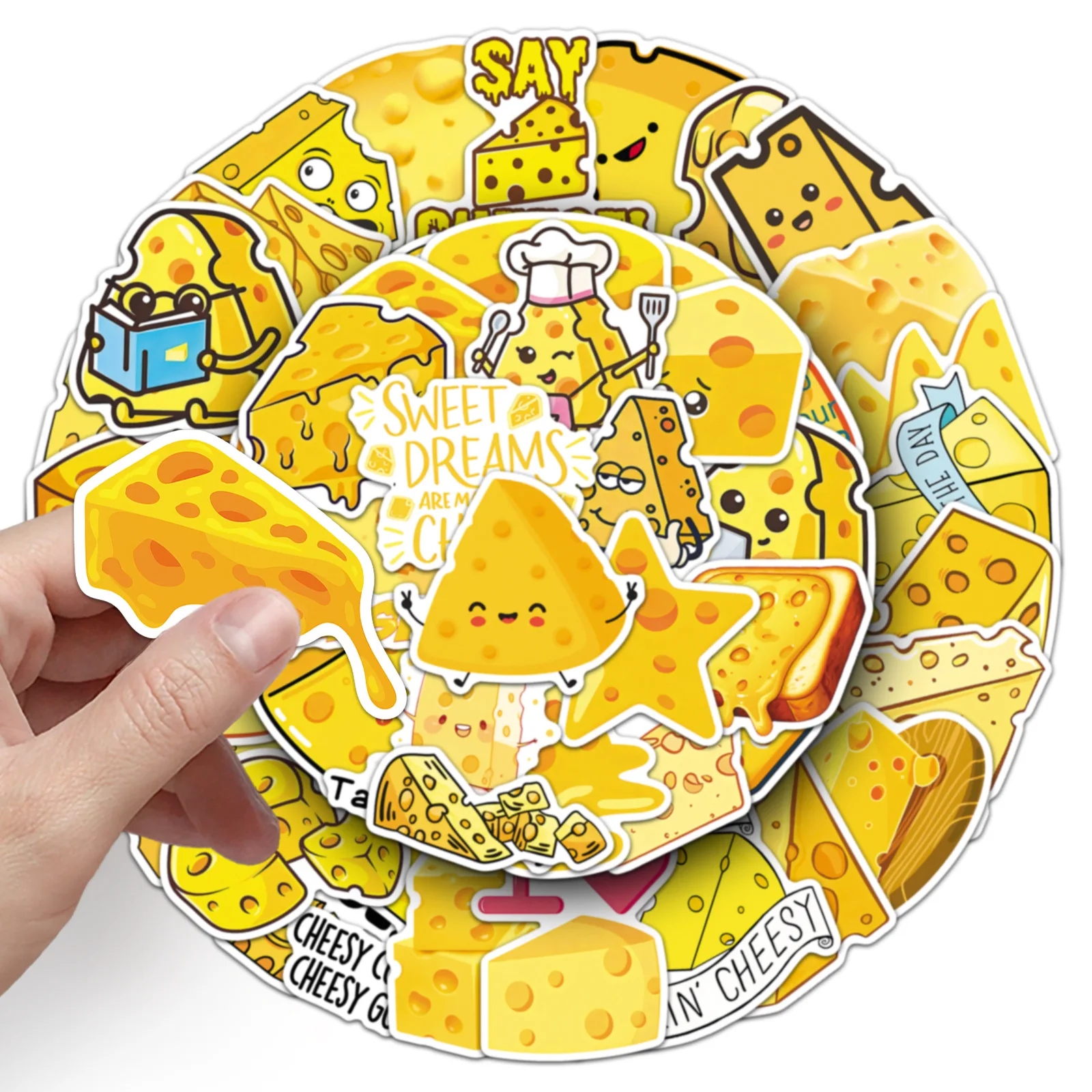 10/50PCS Leuke Kaas Meme Graffiti Stickers Kawaii Voedsel Cartoon Decal DIY Notebook Telefoon Gitaar Skateboard Klassieke Kid speelgoed