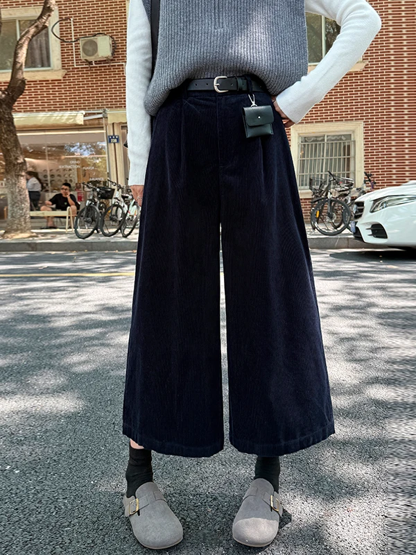 Caramel Corduroy Pants Women's High Waist Straight Leg Wide Leg Autumn Winter Fashionable Bootcut Trousers Casual Pants