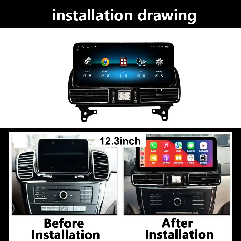 الملاحة GPS أندرويد السيارات اللاسلكية CarPlay لبنز GLE / GLS 2015- 2019 راديو السيارة الوسائط المتعددة نظام تحديد المواقع نافي DSP ستيريو شاشة تعمل باللمس #6