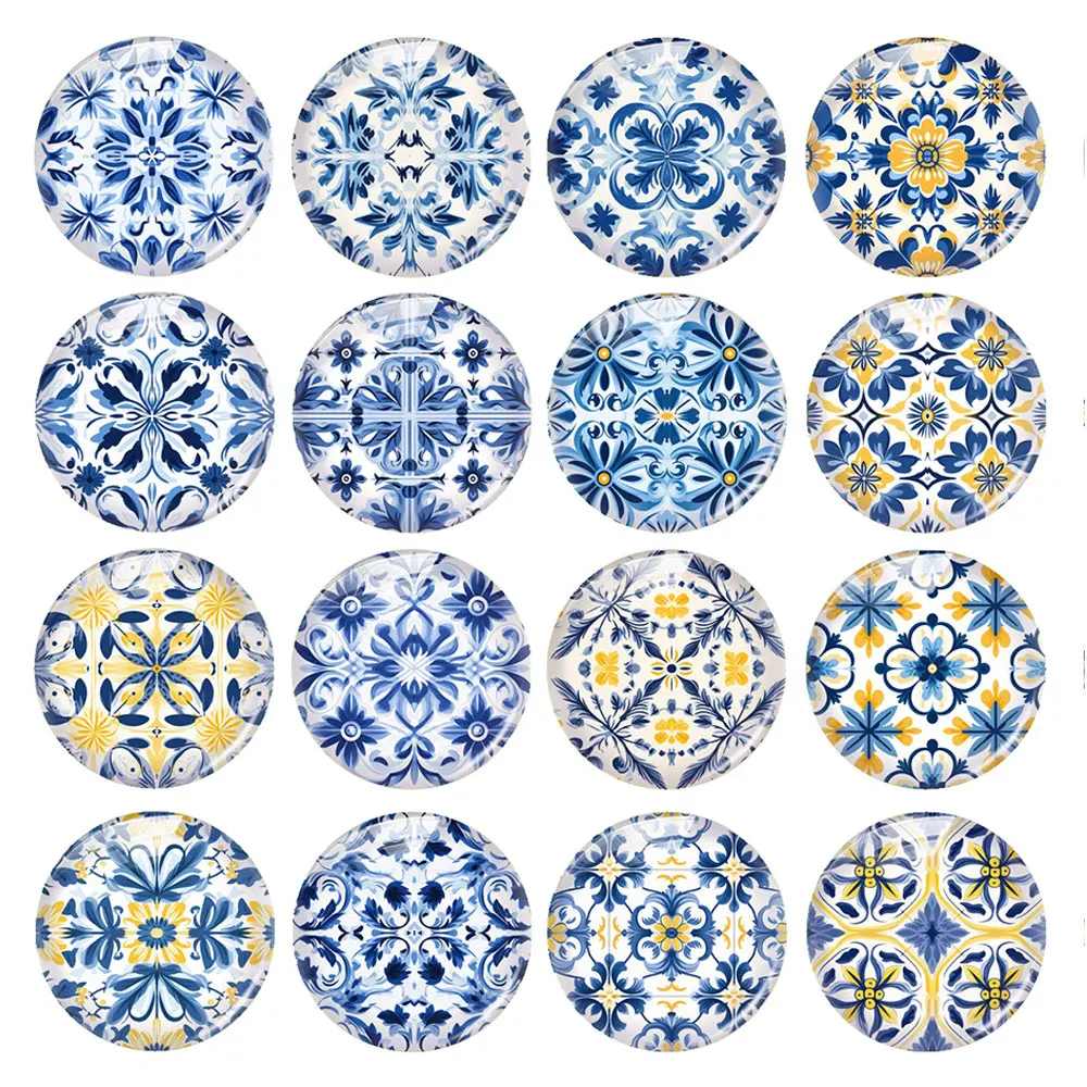 

Random Mixed Round/Oval/Square Geometric Symmetrical Pattern Photo Glass Cabochon Flatback Demo Cameo For Diy Jewelry Making