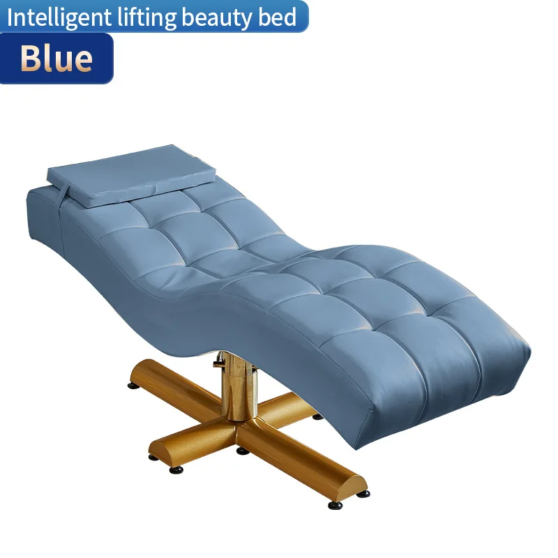 Modern luxury golden base lifting lash bed beauty massage bed with light for beauty salon