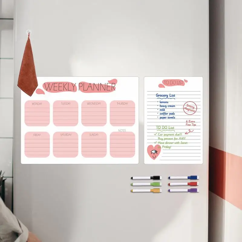 Klarer Wochen planer für Kühlschrank Magnet plan Planer Kit wasserdichte Message Boards mit 6 Magnets tiften für Einkaufs listen