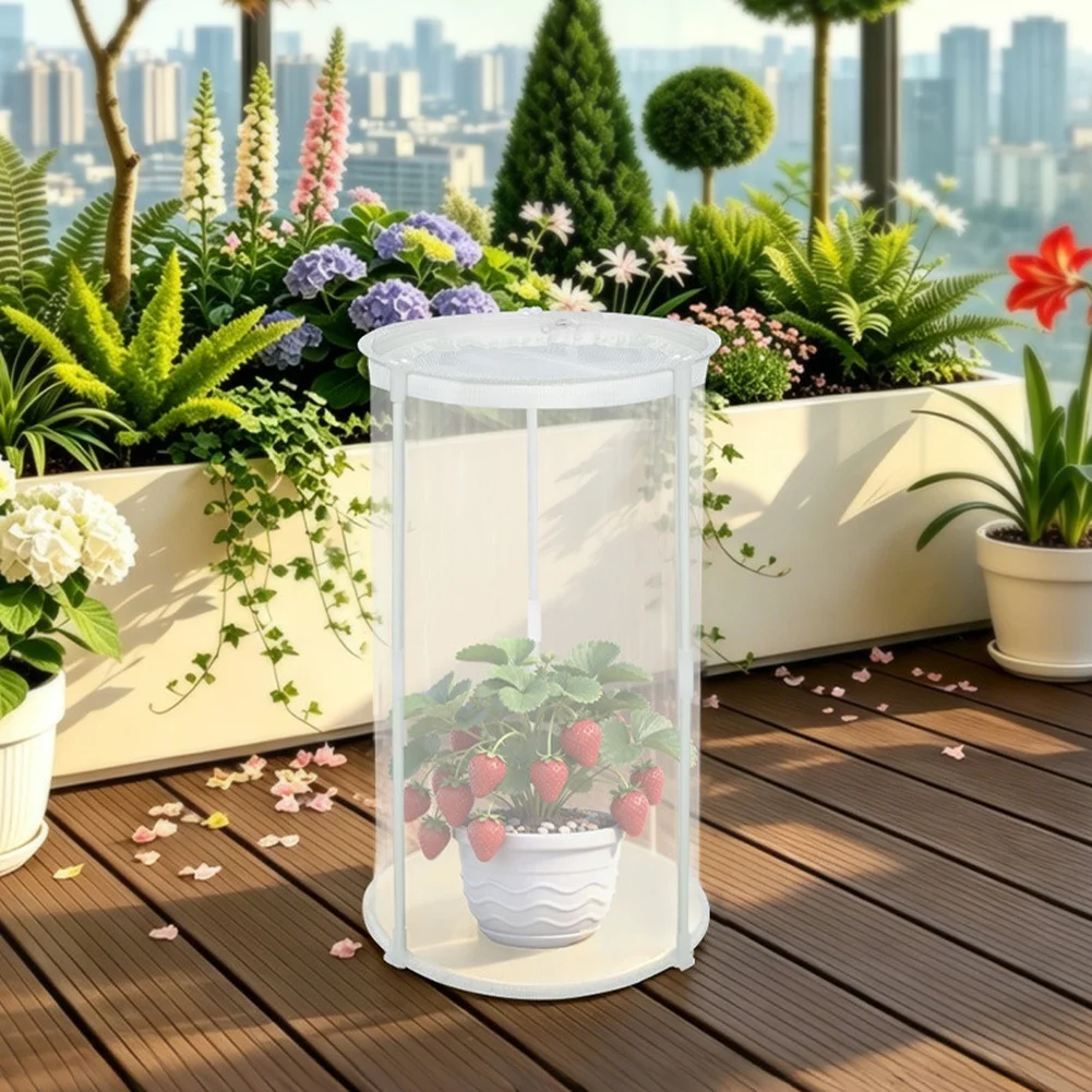 Adaptable for Plant Cage Cover Garden Round Trellis Guard White Garden Bird Netting Compact Storage 360 Panoramic View