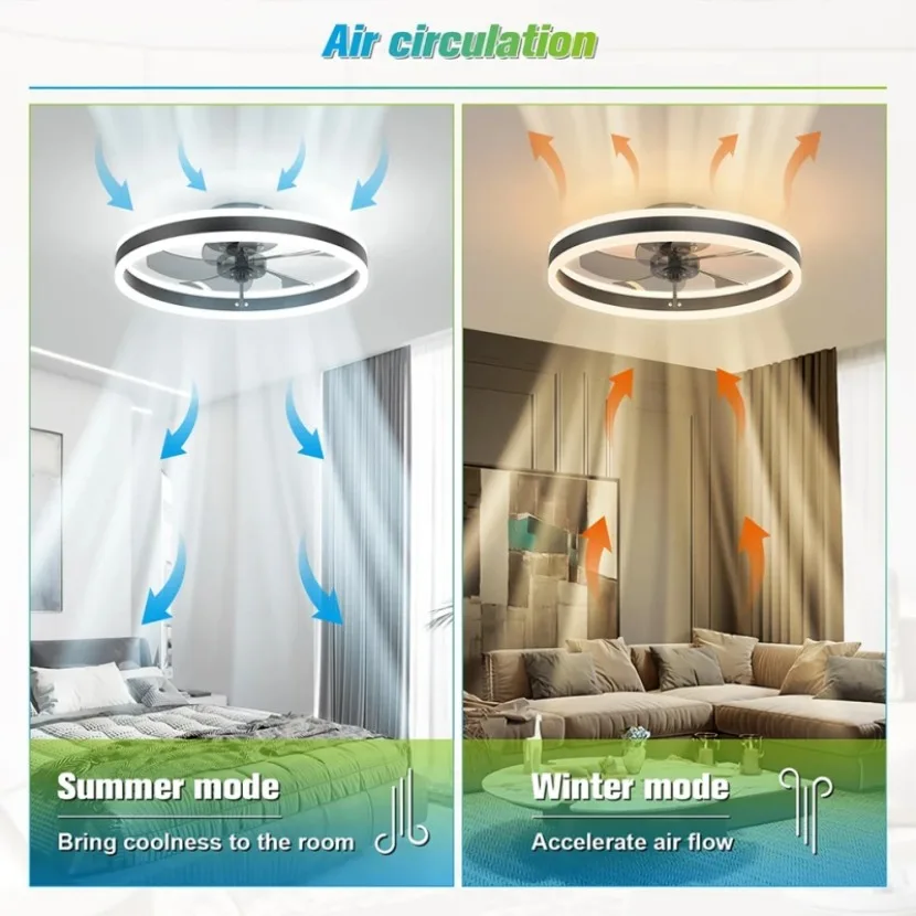 50cm LED Ceiling Fan Light with APP Remote Control Infinite Dimming 6 Level Wind Speed ​​Living Room Bedroom 75W Chandelier Fans