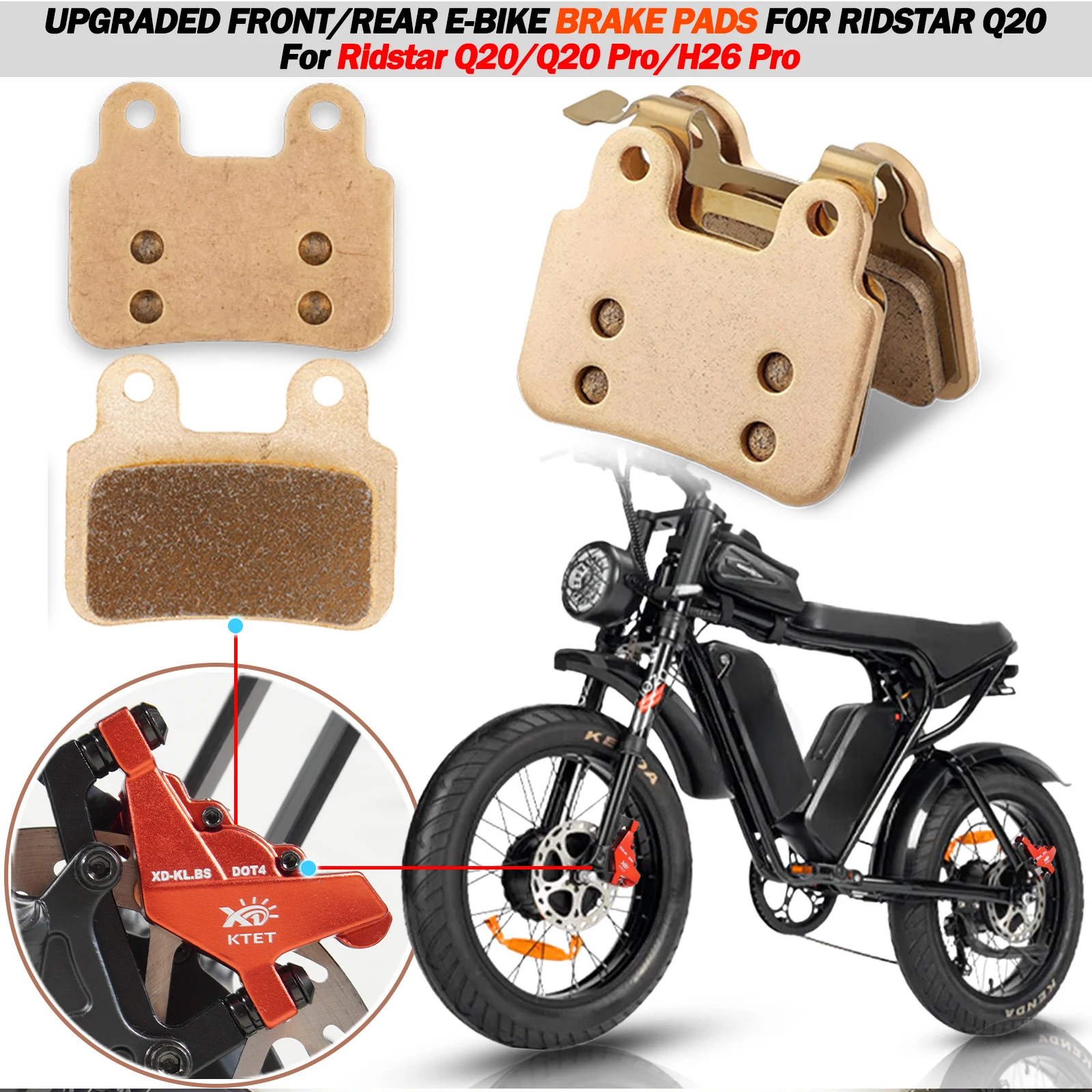 

Upgraded Ridstar Q20 Disc Brake Pads Compatible with XD-KLBS-DOT4 Brakes – Premium Replacement Pads for Electric Bike