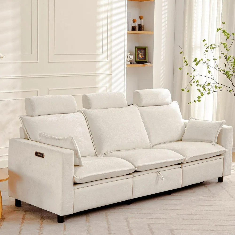 

recliner.Cloud Couch Recliner Sofa-Oversized Cream Reclining Sectional Couch, Modern Power Recliner Sofa for Living Room