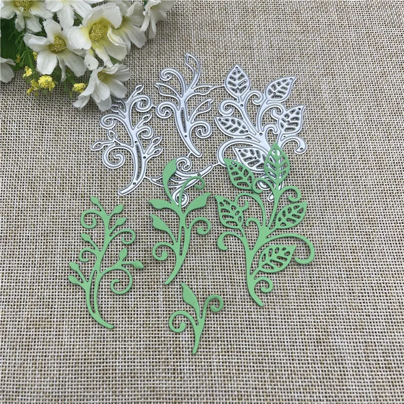 4pcs leaf decoration Metal cutting dies  mold Round hole label tag Scrapbook paper craft knife mould blade punch stencils dies