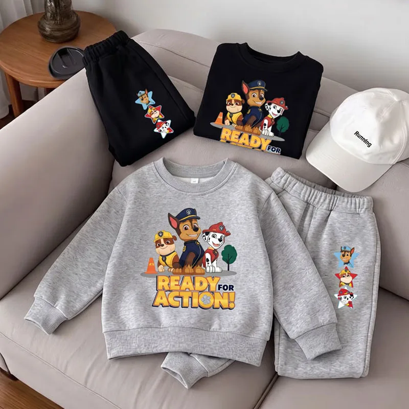 PAW PATROL Boys Cartoon Printed O Neck Hoodies and Long Pant Two Piece Sets Kids Casual Sweatshirts Set Children's Tracksuit