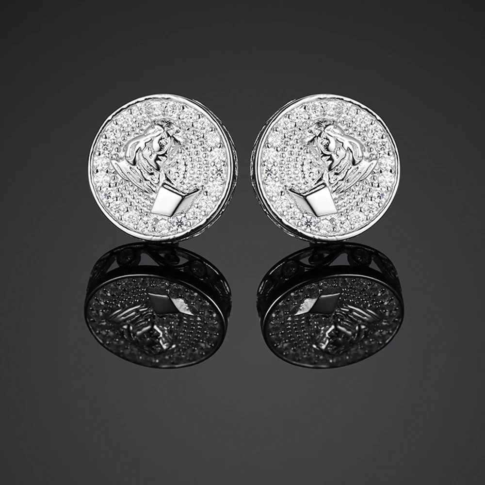 VVS D Round Moissanite Earrings S925 Silver Iced Out Ear Studs For Women Men High-End Jewelry Pass Diamond Tester Free Shipping