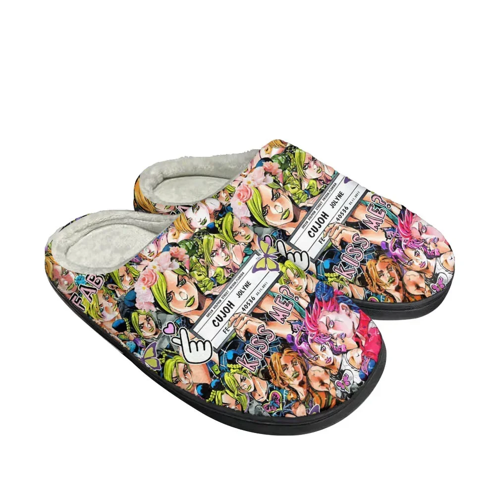 

Модные хлопковые тапочки Hot Cujoh Jolyne, персонализированные плюшевые сандалии для мужчин и женщин, повседневная теплая обувь, удобные термотапочки