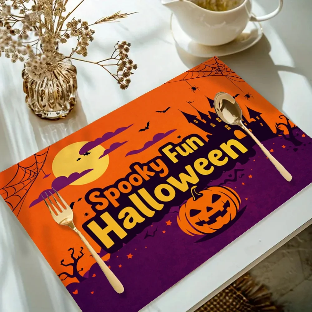 1 pc Spooky Fun Halloween Placemats for Kitchen Dining Table Coffee Table Mats for Home Decoration, Holiday Party Gift - view 5