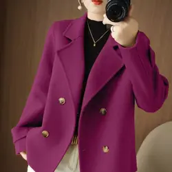 Women's Short Woolen Coat for Autumn Winter Small and Loose Fit Out of Season Suit Collar Woolen Coat Trend Minimalist Jackets