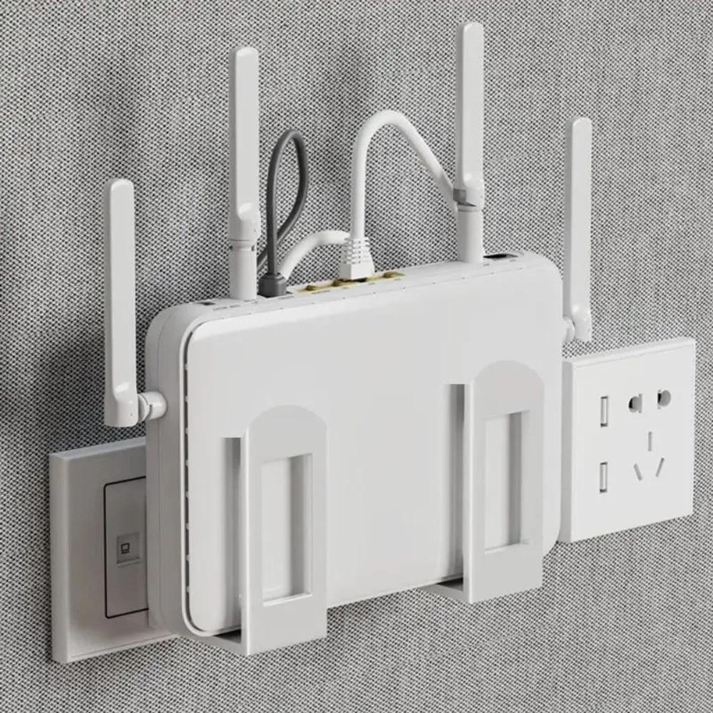 2pcs Home Router Storage Box Wall Artifact Set-top Box Wall-mounted Fixture Support Bracket Wifi Placement Rack For Living Room