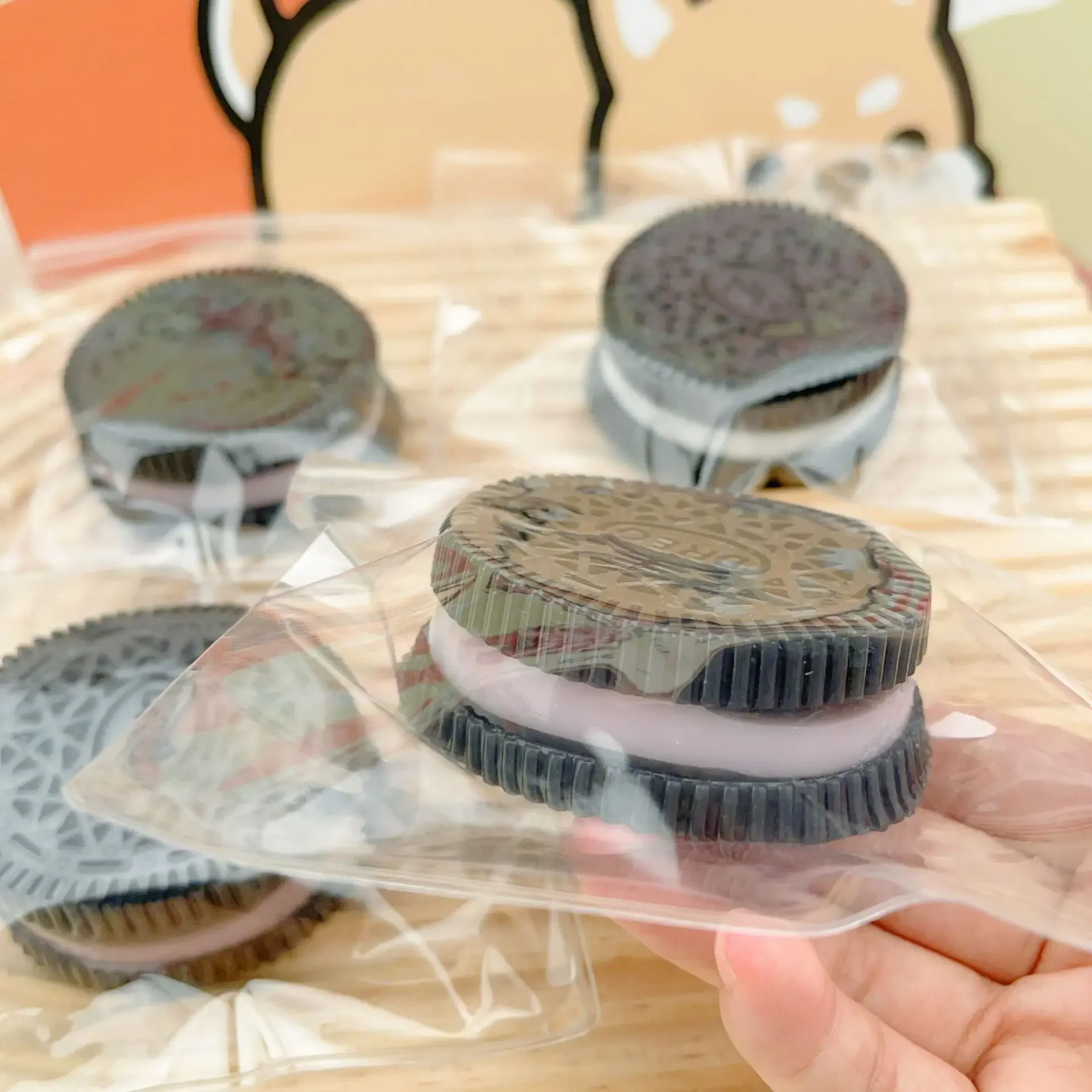 Super Soft Big Oreo Biscuit Pinching Toy Mochi Taba Silicone Stress Relief Toy Handmade Squeeze Dessert Toys Squeeze Toys