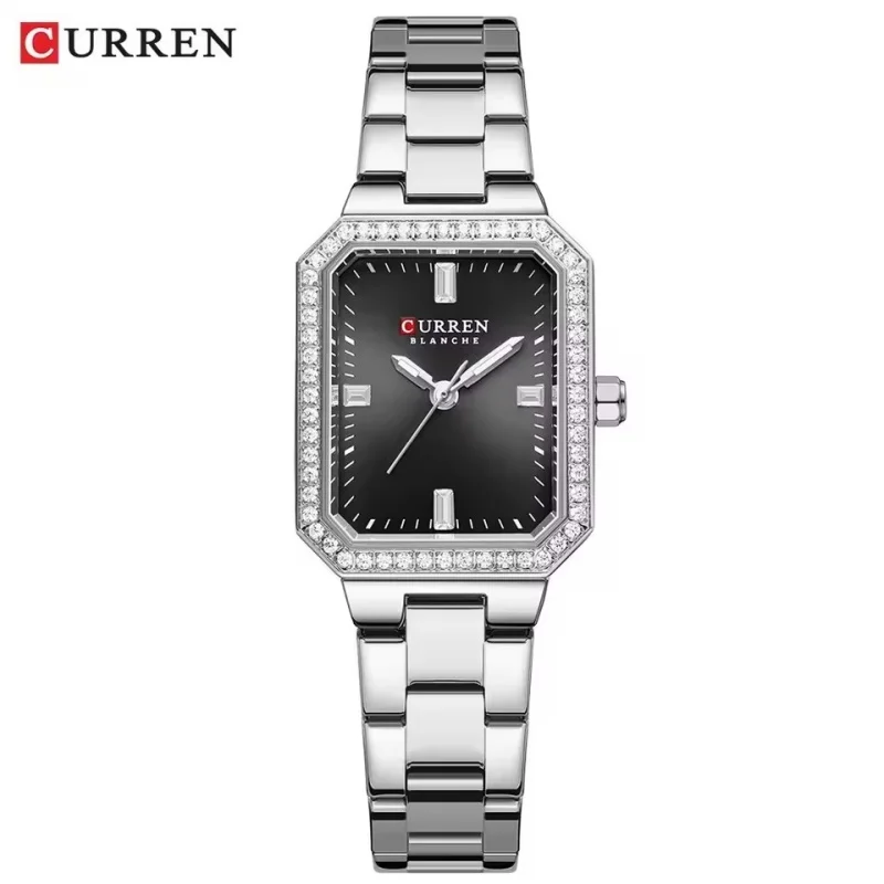 CURREN 9102 New 2025 Fashion Quartz Women's Watch Silver Blue Luminous Luxury Diamond Steel Belt Women's Clock relojes de mujer