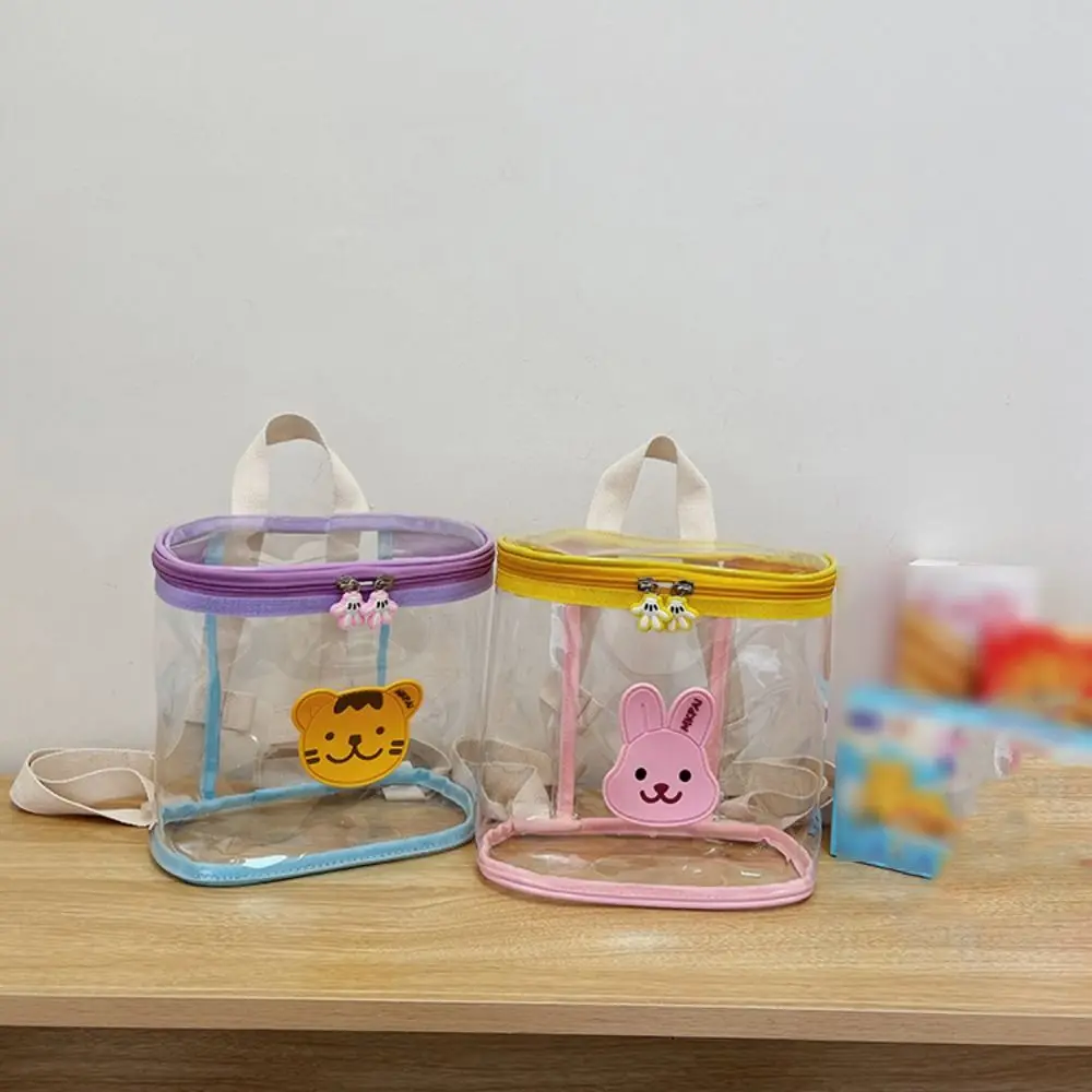 

Милые противоскользящие прозрачные детские рюкзаки на молнии с героями мультфильмов, водонепроницаемый рюкзак с изображением кролика и медведя, пляжная сумка-органайзер из ПВХ для плавания