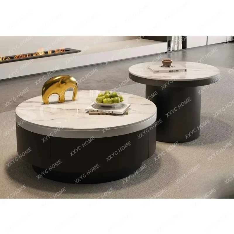 XX Modern Household Small Apartment Living Room Light Luxury Large Countertop Storage Rock Slab Coffee Table Combination