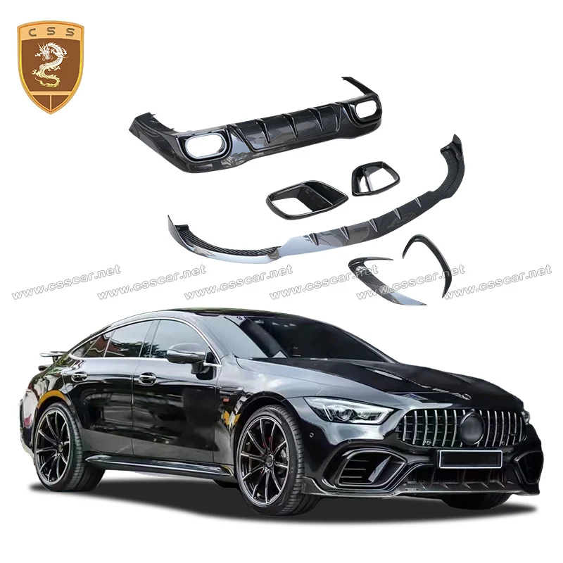 4 Door Car Front Rear Bumper Lip Guard Splitter Spoiler Fog Light Trim Wind Knife For Benz GT50 Gt53 Gt63S Upgrade BBS Body Kit