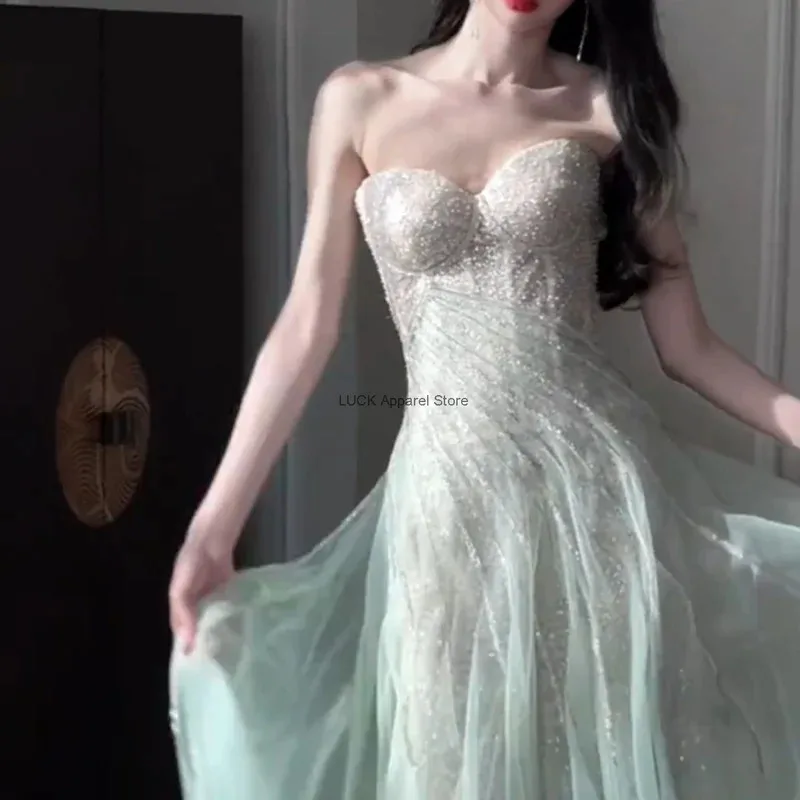 

az15Popular Beautiful Spring Style Princess New Temperament Mermaid Girl Sweet And Spicy Strapless Dress Party Cosplay