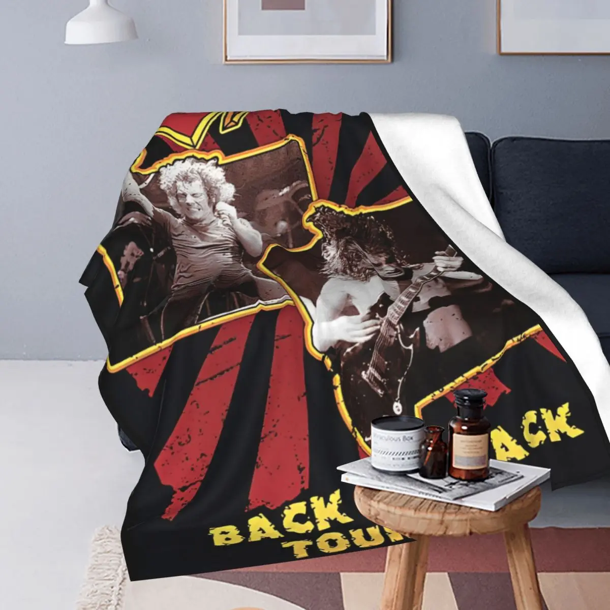 AC DC Back In Black Tour 1980 Blanket Flannel Summer Multi-function Lightweight Throw Blanket for Sofa Couch Quilt