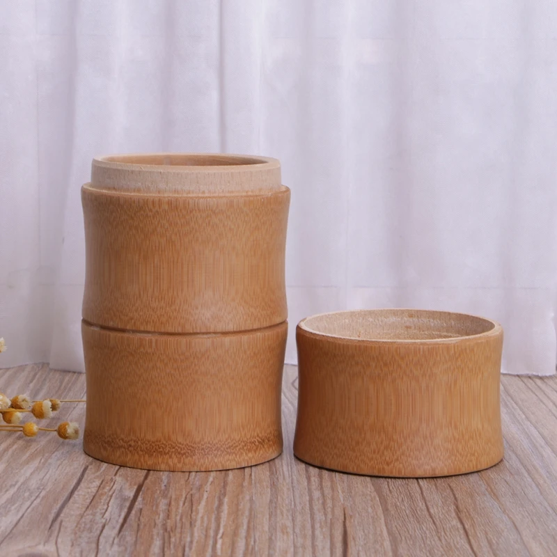 Natural Bamboo Tube Tea Box Airtight Small Container Storage Jar With Lid Dropshipping