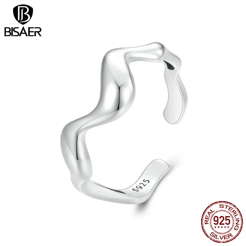 

BISAER 100% 925 Sterling Silver Cute Dachshund Ring for Women 14K Gold Plated Pet Adjustable Band Party Fashion Jewelry 4 Colors