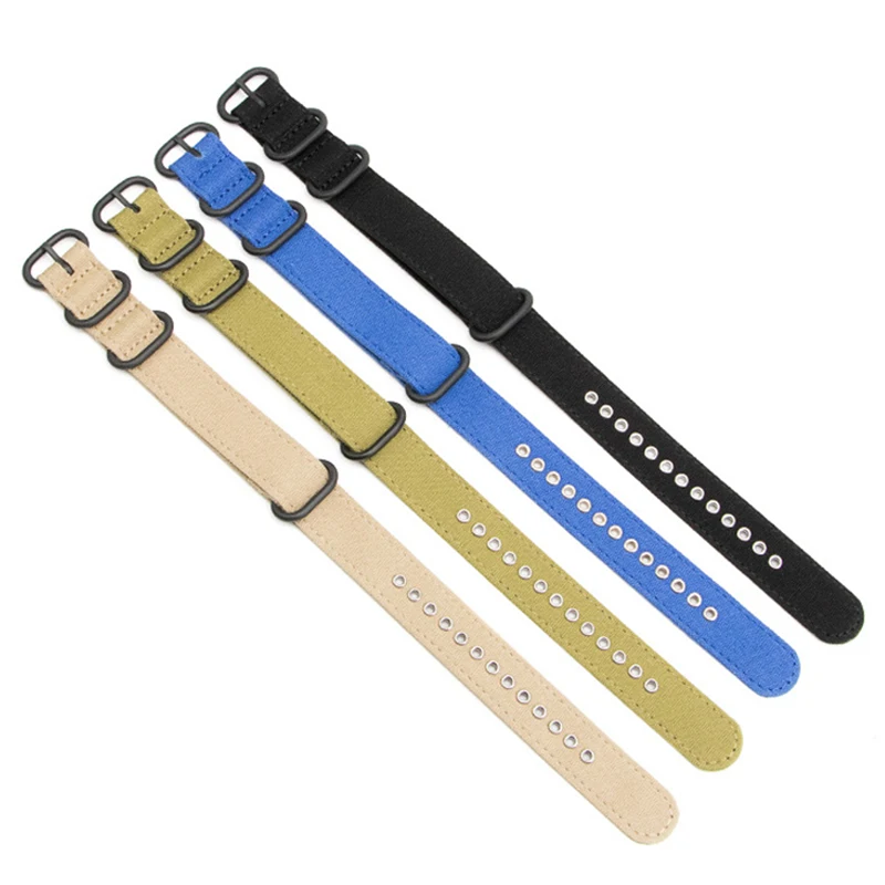 Canvas Nylon Strap Watchband 18mm 20mm 22mm 24mm 26mm Ring Buckle Men Sport Sweatproof Replacement Bracelet Watch Band