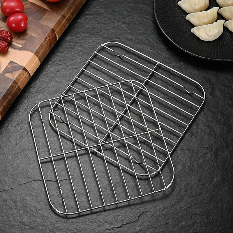 Square Stainless Steel 304 Cooking Rack for Air Fryer Grill BBQ Net Home Kitchen Oven Steamer Barbecue Bracket