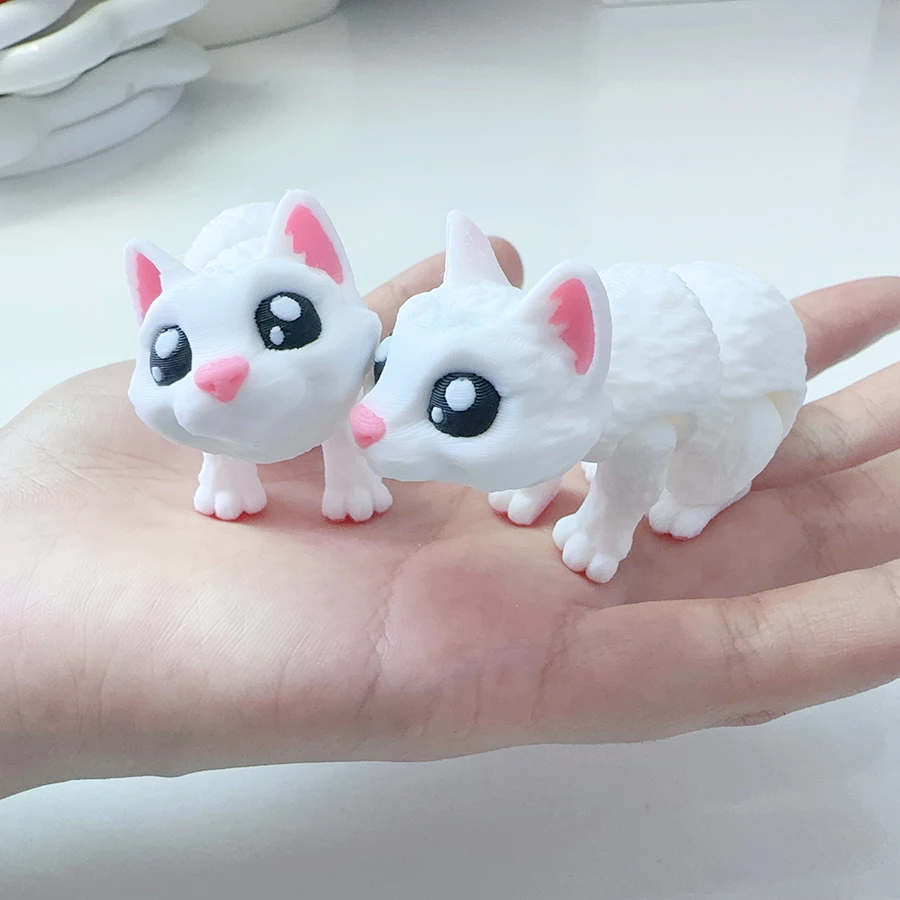 

3d Printed Cute And Silly White Cat Model Desktop Decoration Sculpture Ornament Holiday Gift
